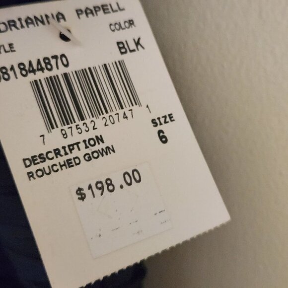 Adrianna Papell Occasions NWT Black Ruched Gown Maxi Dress Size 6 - Picture 7 of 7